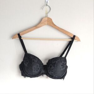 Victoria's Secret Black Lace Dream Angels Lined Demi Bra Women's Size 32DD
